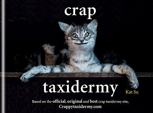 Book cover featuring a taxidermied cat with a distorted, smiling face.