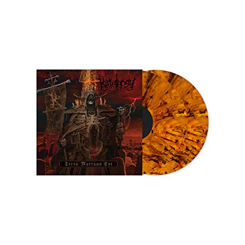 Vinyl record with orange marbled disc and dark, gothic album cover art.