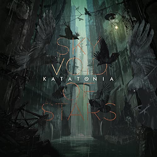Dark album cover with birds, rain, and the band name Katatonia.