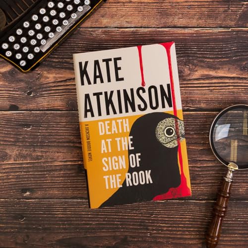 Book cover with a silhouette, magnifying glass, and vintage typewriter.