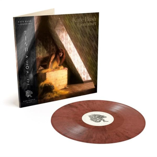 Kate Bush’s “Lionheart” vinyl record and album cover with a woman in an attic.