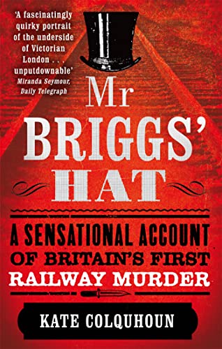 Book cover: "Mr Briggs' Hat" with a top hat and red background.