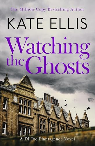Book cover for Watching the Ghosts by Kate Ellis featuring a stone manor house.