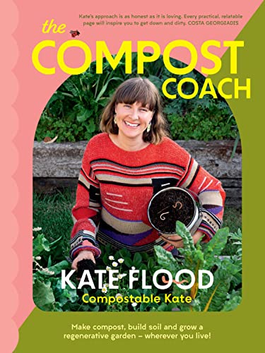 Book cover featuring a smiling woman in a striped sweater holding a compost bucket.