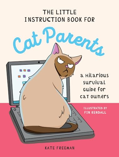 Book cover with cartoon cat sitting on a laptop, titled “Cat Parents.”