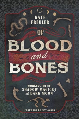 Book cover: "Of Blood and Bones" with bone and snake imagery.