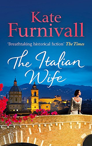 Book cover: “The Italian Wife” with a woman overlooking a city.