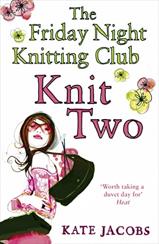 Book cover: "Knit Two" by Kate Jacobs, featuring a woman knitting.