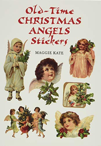 Vintage sticker book cover featuring illustrations of cherubic Christmas angels.