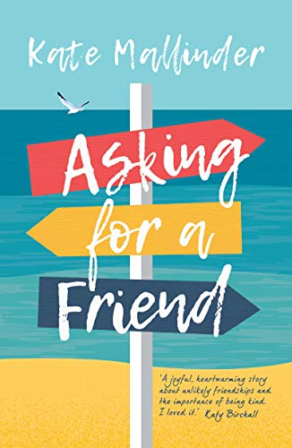 Book cover with red and yellow directional signs over a beach scene.
