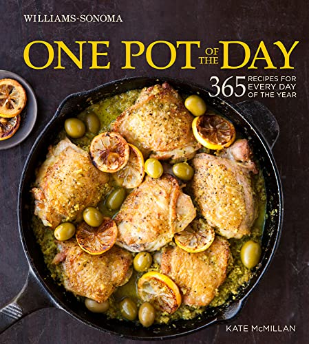 Cookbook cover featuring chicken in a skillet with lemon and olives.