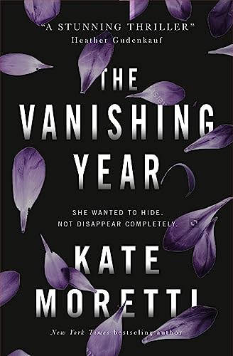 Book cover: “The Vanishing Year” by Kate Moretti, with purple floral accents.