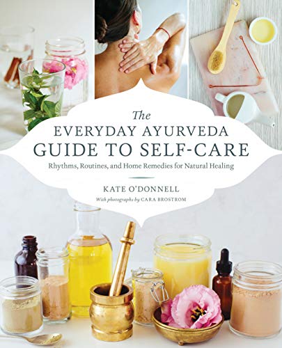 Book cover featuring Ayurvedic self-care practices and natural remedies imagery.