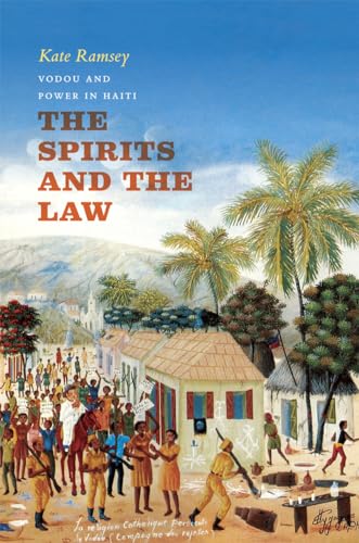 Book cover depicting a Haitian village scene with figures and palm trees.