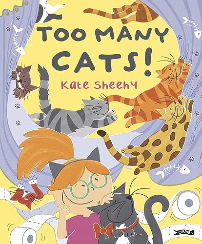 Book cover: illustrated cats and a girl surrounded by fish skeletons.