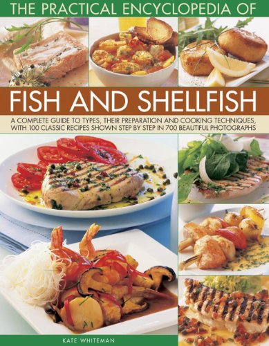 Cookbook cover featuring various prepared fish and shellfish dishes.