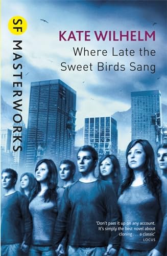 Book cover for Where Late the Sweet Birds Sang featuring identical people before skyscrapers.