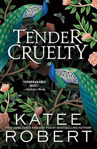 Book cover featuring peacocks and floral branches with bold white text.