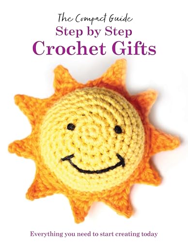 Crochet book cover featuring a smiling, crocheted sun with a happy face.