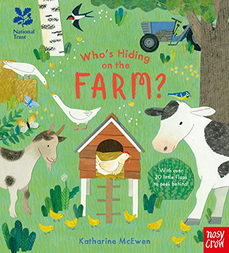 Children’s book cover with farm animals, a hen house, and lift-the-flaps.