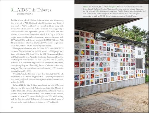 Book pages showing a colorful tile memorial dedicated to AIDS victims.