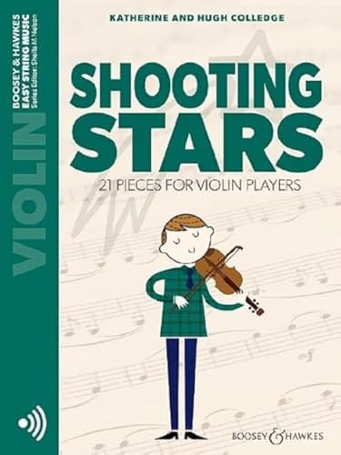 Sheet music cover for “Shooting Stars,” featuring a violinist illustration.