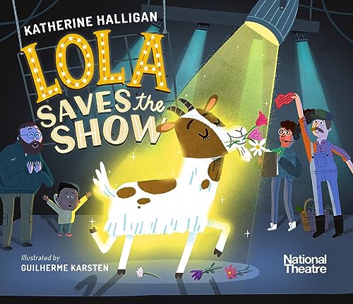 Book cover: a goat onstage with performers, illuminated by a spotlight.