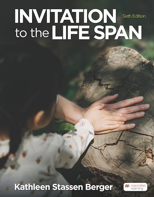 Textbook cover featuring a child’s hands on a tree stump, title “Invitation to the Life Span”.
