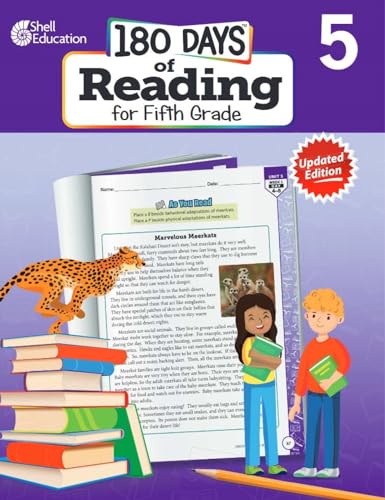 Fifth grade reading workbook cover with illustrations of children and animals.