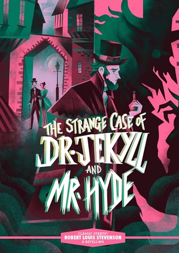 Book cover for "The Strange Case of Dr. Jekyll and Mr. Hyde" illustration.