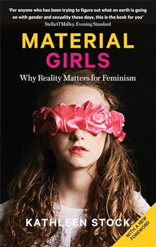 Book cover: “Material Girls” with a girl wearing a rose blindfold.