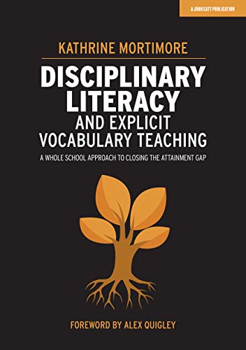 Book cover with title "Disciplinary Literacy" and illustration of plant roots.