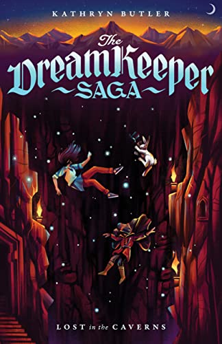 Book cover: girl falling into a dark cavern with fantastical creatures.