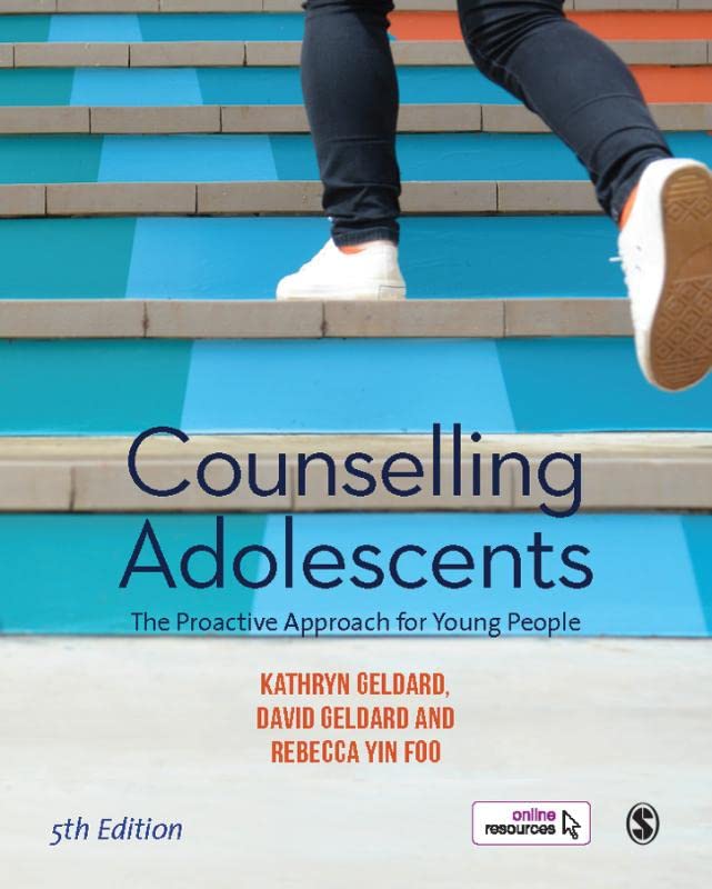 Book cover showing a person walking up colorful stairs with the title Counselling Adolescents.