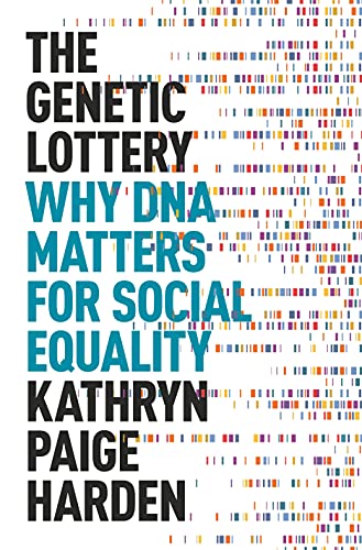 Book cover: "The Genetic Lottery" by Kathryn Paige Harden, with DNA pattern background.