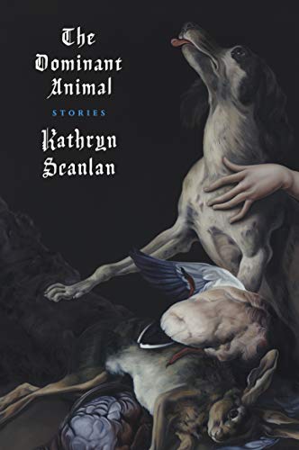 Book cover: painting of a dog with a human hand and dead birds.
