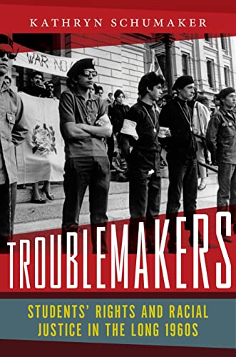 Book cover: "Troublemakers" with a black and white protest photo.