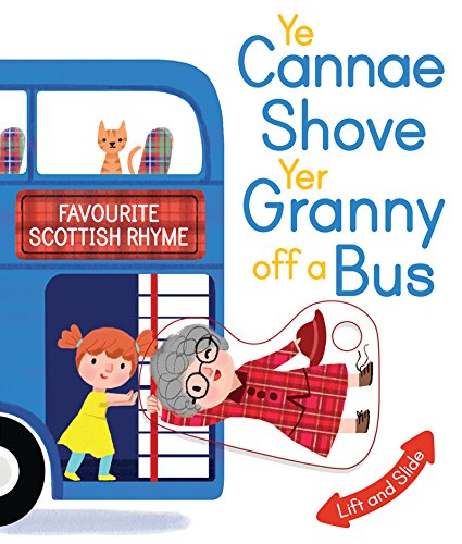 Book cover showing a girl pushing a granny off a blue bus.