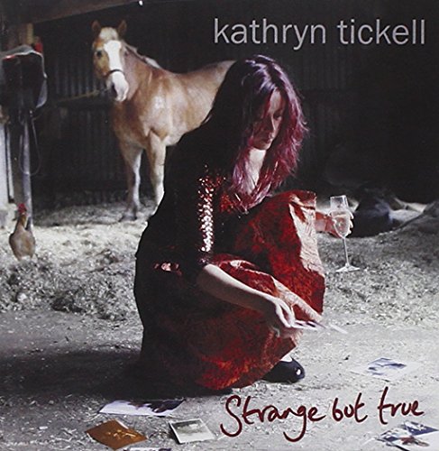 Album cover: woman in red dress kneeling, holding wine glass, with horse in background.