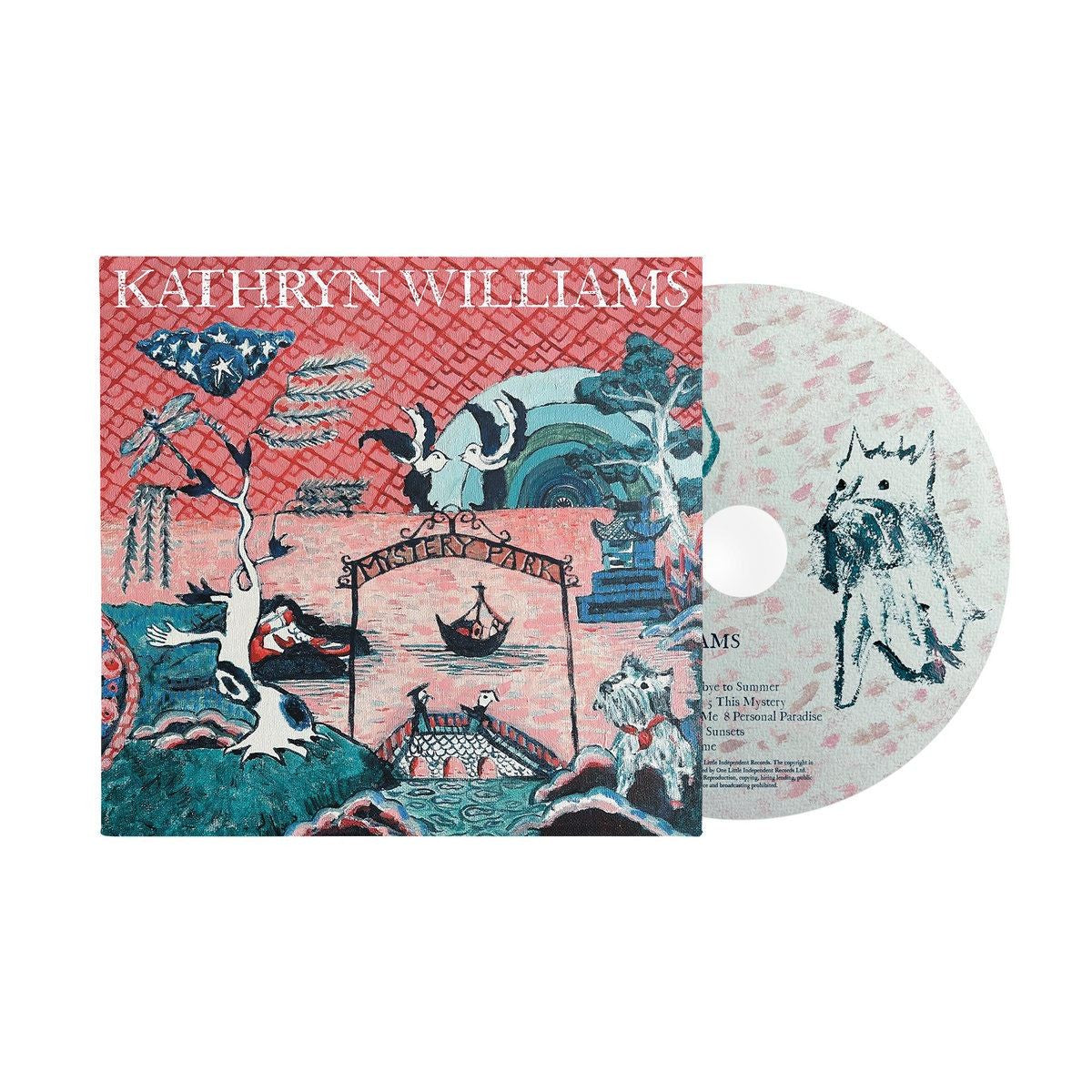 Kathryn Williams “Mystery Park” CD cover with surreal, illustrated landscape.