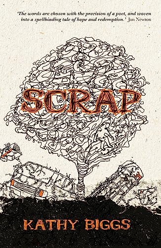 Book cover for "Scrap" depicting a tree made of sketched figures and debris.