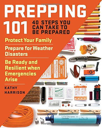 Book cover for "Prepping 101" showing emergency supplies and tools.