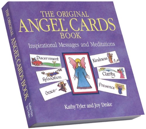 Purple book cover with "Angel Cards" title and illustrated card images.
