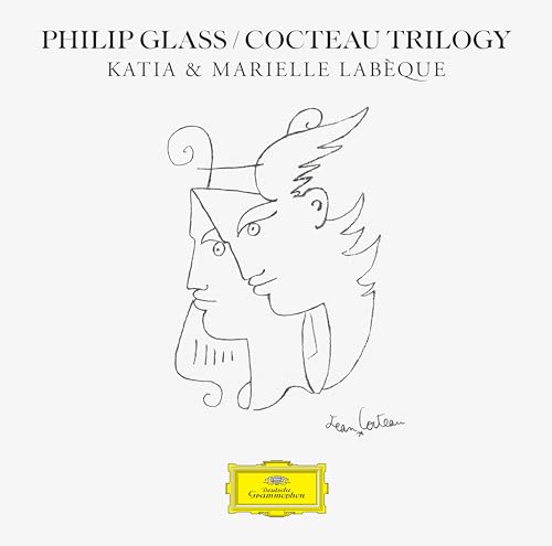 CD cover with Philip Glass text, a Jean Cocteau line drawing, and Deutsche Grammophon logo.