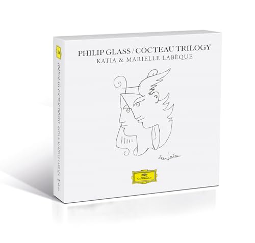 White vinyl box set with line drawing of two faces and text.