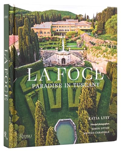 Book cover featuring a formal garden and villa in Tuscany with title text overlaid.