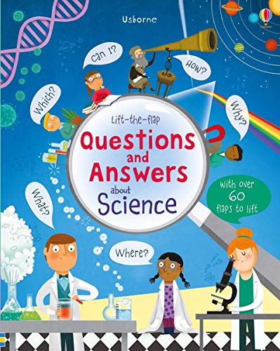 Book cover featuring children in lab coats with scientific illustrations and speech bubbles.