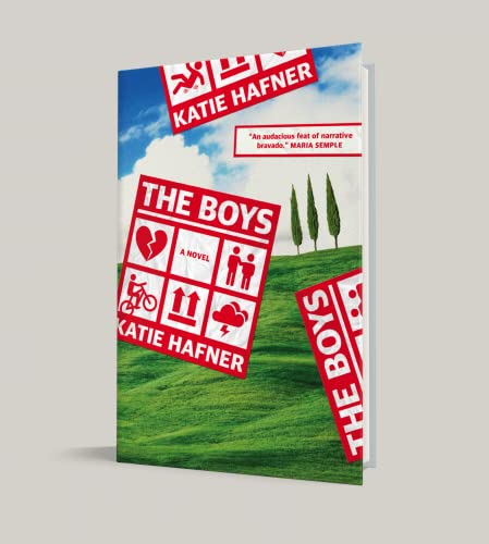 Book cover for “The Boys” by Katie Hafner with red and white graphics.