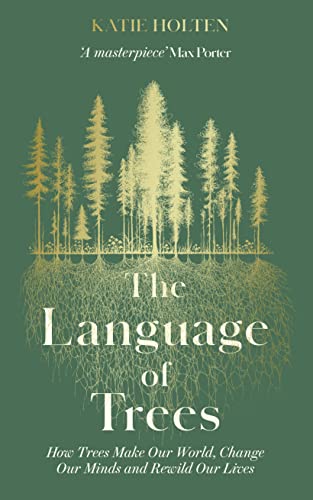 Book cover with gold forest and root illustrations on a dark green background.