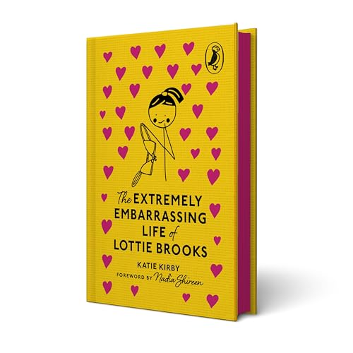 Yellow book cover with pink hearts, a stick-figure girl, and black title text.